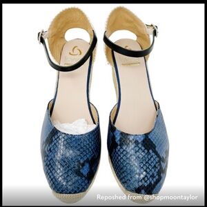 Anthropologie Kanna Blue Snake Espadrille Wedge Sandals Women’s 41